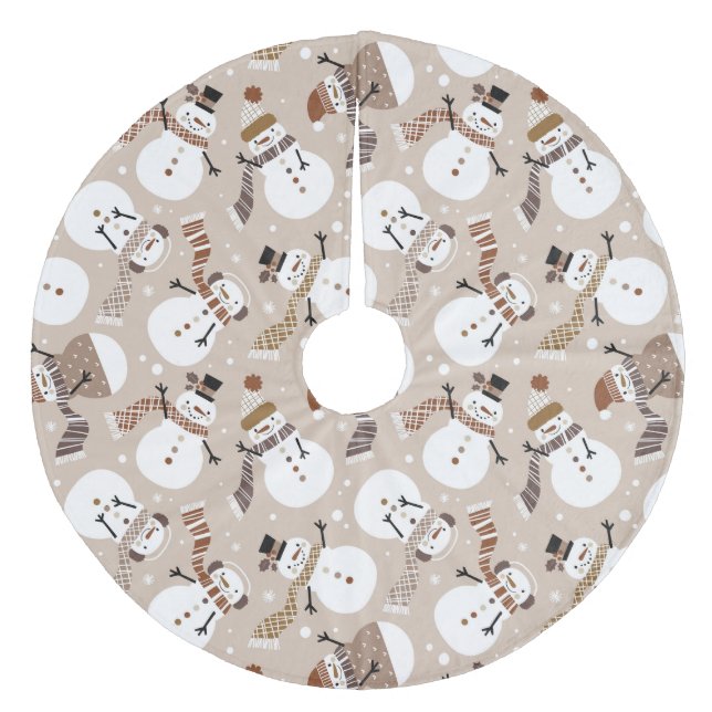 Niedlich Snowmen Fleece Baumrock Weihnachtsbaumdecke (Vorderseite)