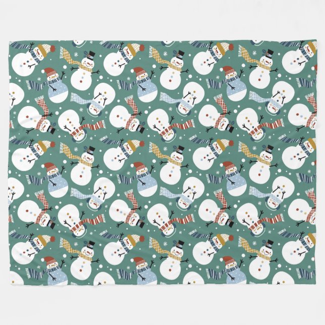 Niedlich Snowmen Fleecedecke (Vorderseite (Horizontal))