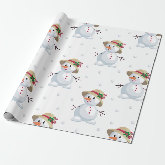 Niedlich Snowmen-Muster Geschenkpapier (Ungerollt)