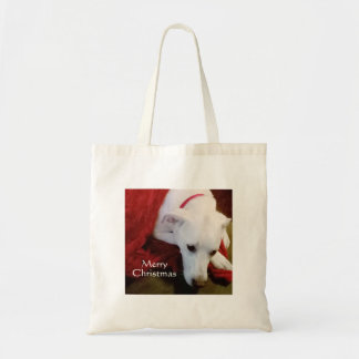 Niedlich Snowy White Puppy Dog Weihnachten Rot Tragetasche