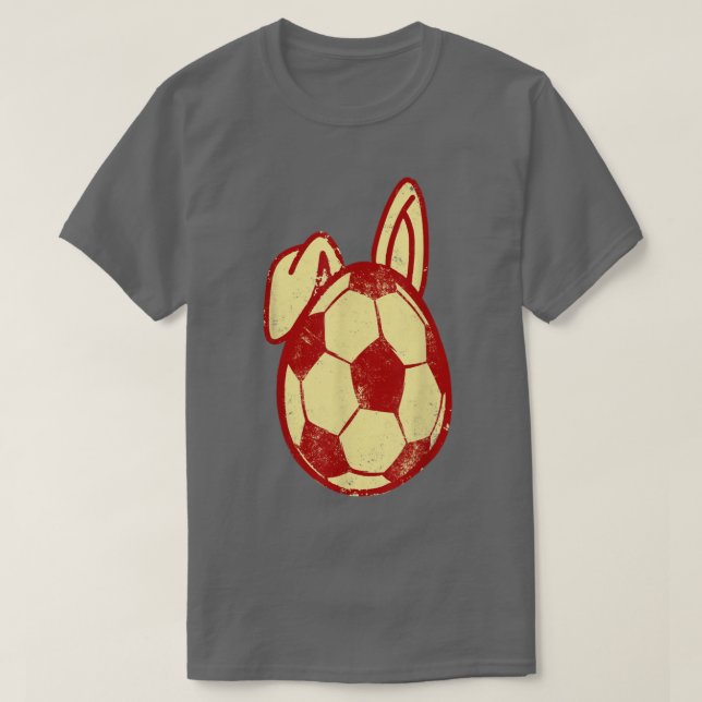Niedlich Soccer Bunny Hunting Egs Ball Soccer Play T-Shirt (Design vorne)