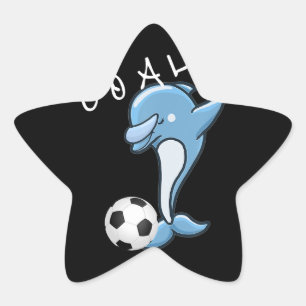 Niedlich Soccer Dabbing Dolphin Soccer Stern-Aufkleber