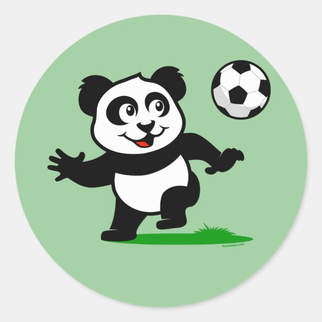 Niedlich Soccer Panda Runder Aufkleber (Vorderseite)