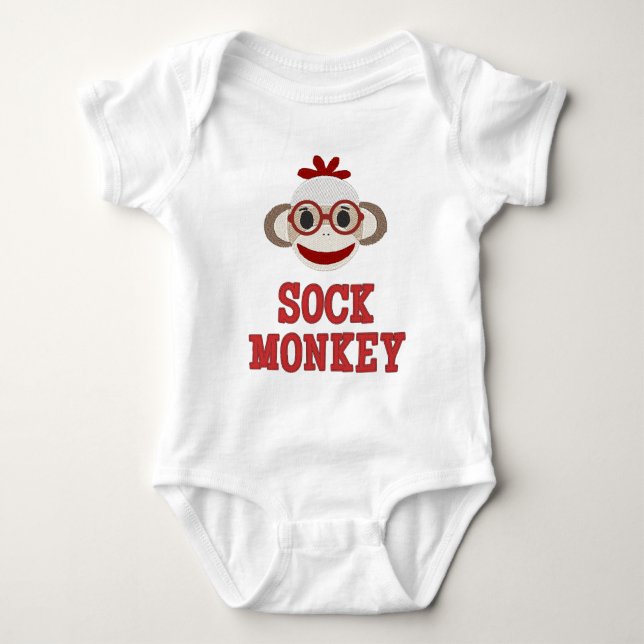 "Niedlich Sock Monkey" BABY BODYSUIT Baby Strampler (Vorderseite)