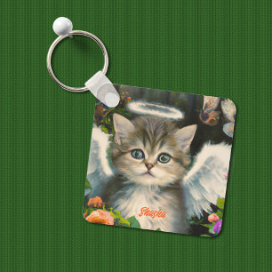 Niedlich Soft Angel Kitty Schlüsselanhänger
