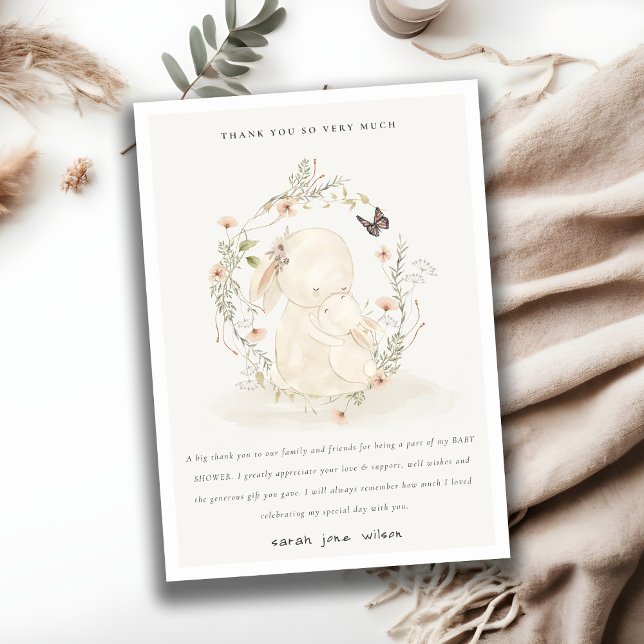 Niedlich Soft Baby Mum Bunny Floral Wreath Baby Du Dankeskarte (Von Creator hochgeladen)