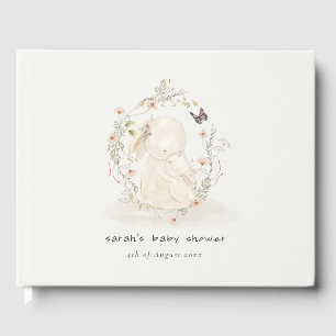 Niedlich Soft Baby Mum Bunny Floral Wreath Baby Du Gästebuch