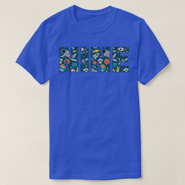 Niedlich Space Astronaut Pattern Nine, 9. Geburtst T-Shirt (Design vorne)
