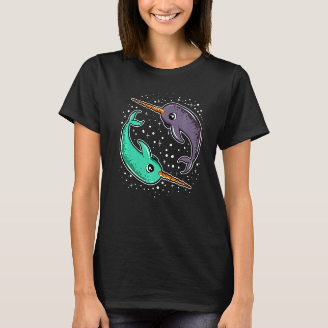 Niedlich Space Narwhals Narwhal Outerspace T-Shirt (Vorderseite)