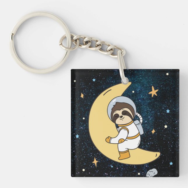 Niedlich Space Sloth Schlüsselanhänger (Vorderseite)