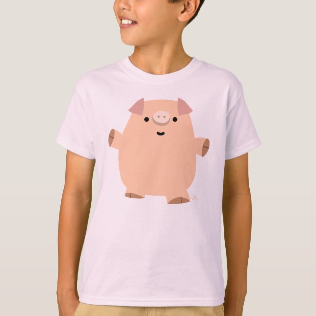 Niedlich Spaß Cartoon Schweinekinder T - Shirt (Vorderseite)
