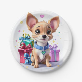 Niedlich Spaß Girly Chihuahua und Geschenke Geburt Pappteller
