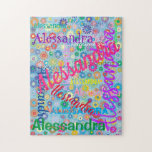 Niedlich Spaß Girly farbenfrohe Blumenkollektion Puzzle<br><div class="desc">Dieses lustige Rätsel ist perfekt für Tage,  an denen man sich drinnen festhält. Das mädchenhafte Design zeichnet sich durch farbenfrohe Blume auf blauem Hintergrund aus,  die ihren Namen in verschiedenen Schriftart und Größen in verschiedenen Größen und Richtungen tragen.</div>