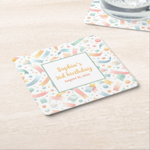 Niedlich Spaß Kinder Confetti Farbenfrohe Pastel G Rechteckiger Pappuntersetzer