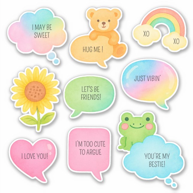 Niedlich Speech Bubbles Kids Scrapbook Cartoon Cha Aufkleber (Vorderseite)