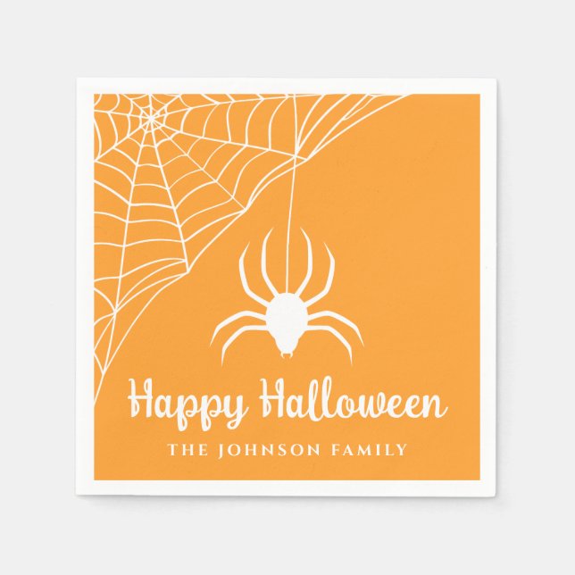 Niedlich Spider Happy Halloween Serviette (Vorderseite)