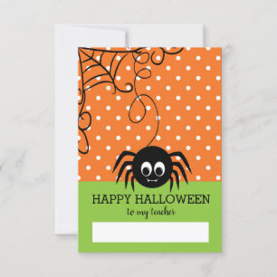 Niedlich Spider Happy Halloween Teacher Karte