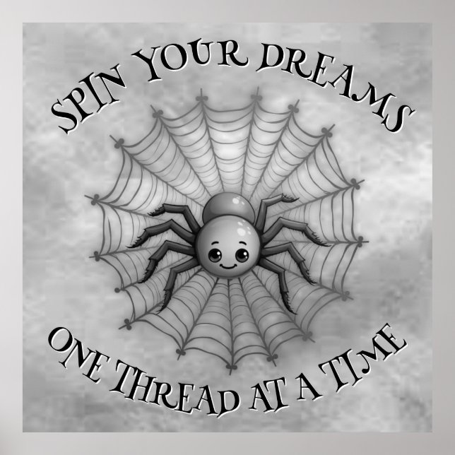 Niedlich Spider Inspiration Zitat Monogram auf gra Poster (Vorne)