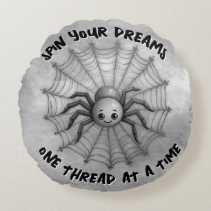 Niedlich Spider Inspiration Zitat Monogram auf gra Rundes Kissen
