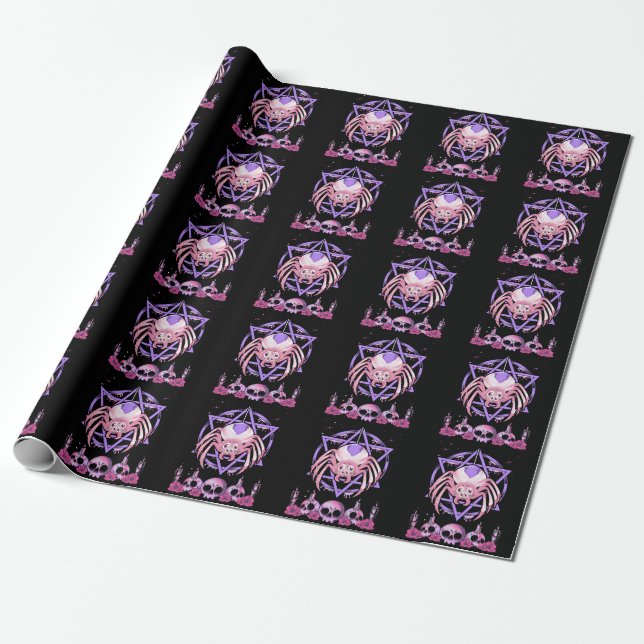 Niedlich Spider Satan Moon Pastel Goth Kawaii Geschenkpapier (Ungerollt)