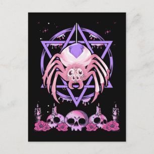 Niedlich Spider Satan Moon Pastel Goth Kawaii Postkarte