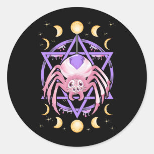 Niedlich Spider Satan Moon Pastel Goth Kawaii Runder Aufkleber