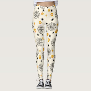 Niedlich Spiders Web Skulls Halloween Party Leggings