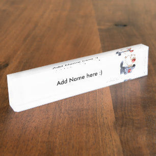 Niedlich spielend Cartoon Sheep and Wolf Name Plat Namensplakette