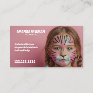 Niedlich spielend Pink und Black Girl Face Painter Visitenkarte