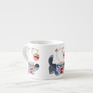 Niedlich spielerische Cartoon Sheep and Wolf Espre Espressotasse