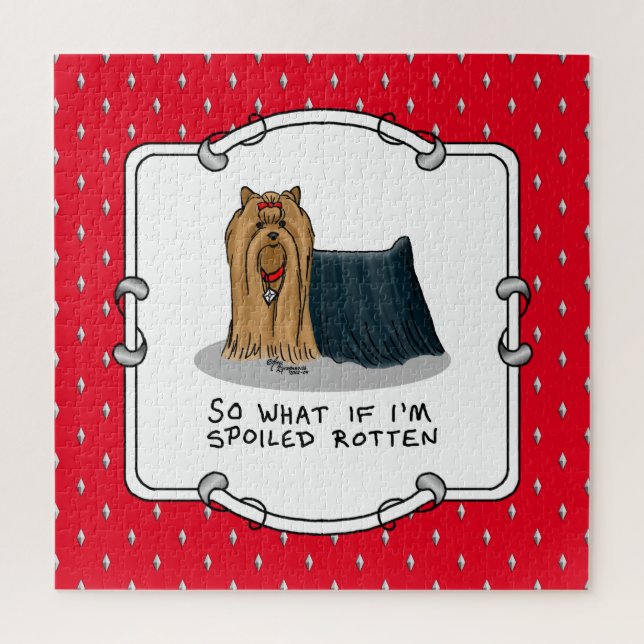 Niedlich Spoiled Rotten Yorkshire Terrier (Yorkie) Puzzle (Vertikal)