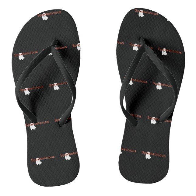Niedlich Spookelicious Augenbrille lächelnd Geist Flip Flops (Fußbett)