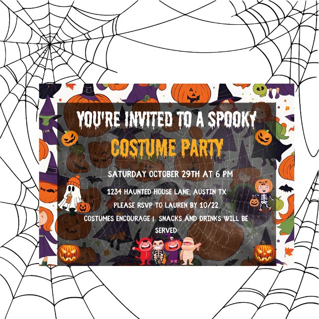 Niedlich Spooktacular-Kinder Kostüme Party Einladu Einladung (Cute Spooktacular kids Costume Party Invitation front)