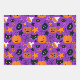Niedlich Spooky Beängstigend Fun Halloween Muster Geschenkpapier Set