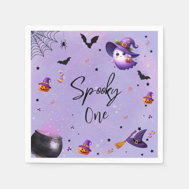 Niedlich Spooky Erstes Geburtstag Halloween-Party  Serviette (Vorderseite)