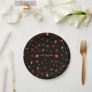 Niedlich Spooky Ghost Black Orange Halloween Pappteller