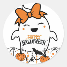 Niedlich Spooky Ghost Halloween Hoodie Runder Aufkleber