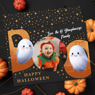 Niedlich Spooky Halloween Boo Ghost Foto Feiertagskarte