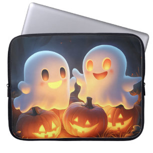 Niedlich Spooky Halloween Cartoon Ghosts Glows Pum Laptopschutzhülle