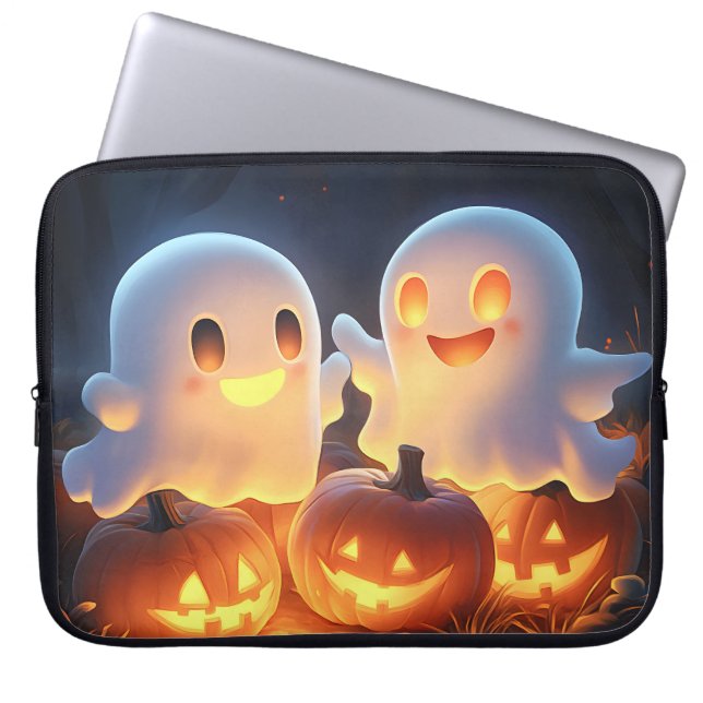 Niedlich Spooky Halloween Cartoon Ghosts Glows Pum Laptopschutzhülle (Vorderseite)