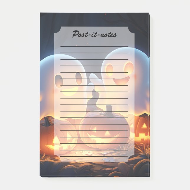 Niedlich Spooky Halloween Cartoon Ghosts Glows Pum Post-it Klebezettel (Vorderseite)