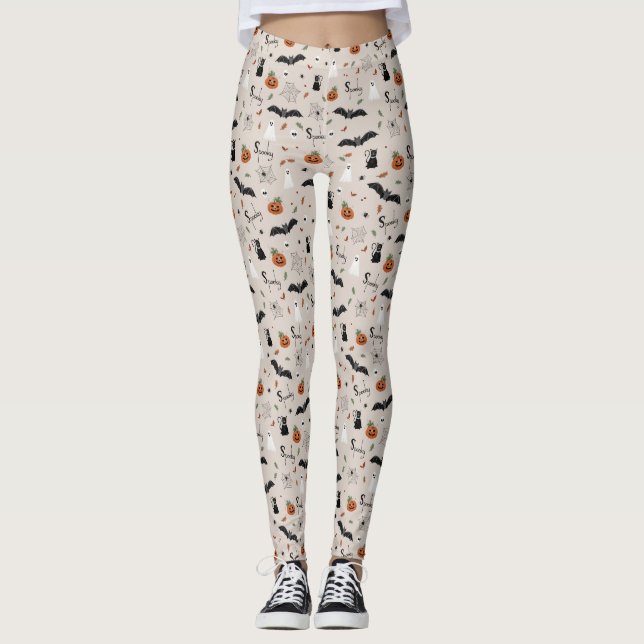 Niedlich Spooky Halloween Fall Leggings (Vorderseite)