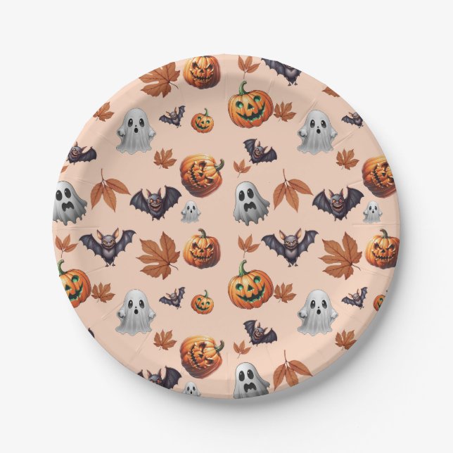 Niedlich Spooky Halloween Fall Pappteller (Vorderseite)