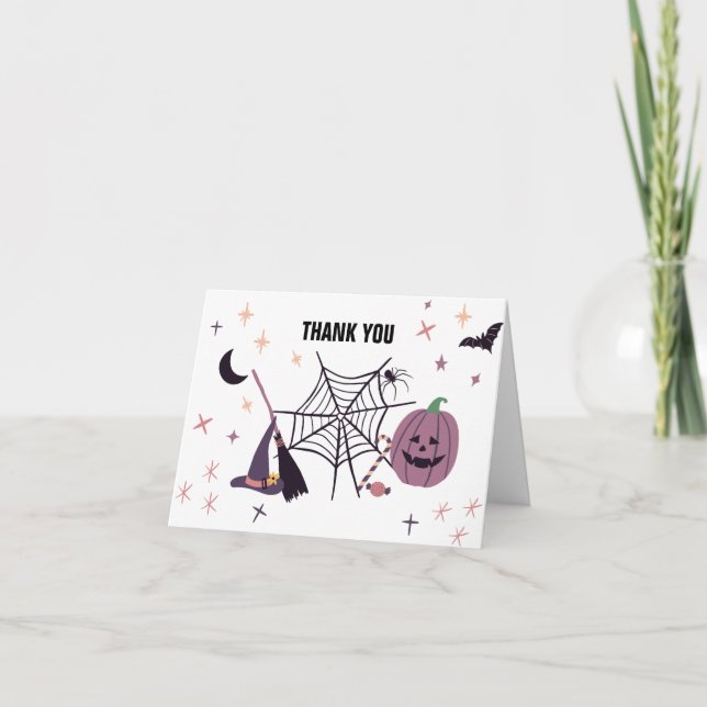 Niedlich Spooky | Halloween-Kinderdusche Dankeskarte (Vorderseite)