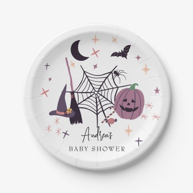 Niedlich Spooky | Halloween-Kinderdusche Pappteller (Vorderseite)