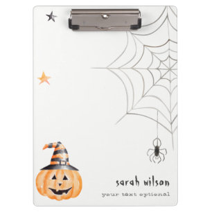 Niedlich Spooky Halloween Pumpkin Spider Webstars Klemmbrett