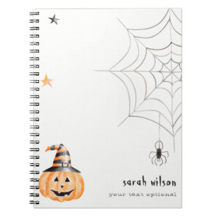 Niedlich Spooky Halloween Pumpkin Spider Webstars Notizblock
