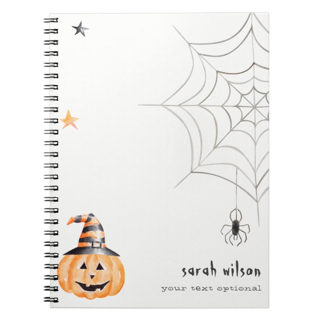 Niedlich Spooky Halloween Pumpkin Spider Webstars Notizblock (Vorderseite)