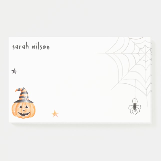 Niedlich Spooky Halloween Pumpkin Spider Webstars Post-it Klebezettel (Vorderseite)
