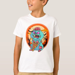 Niedlich Spooky Halloween Zombie Hamster mit Pizza T-Shirt